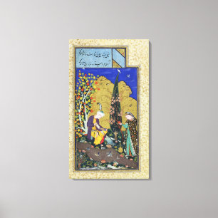 Two Lovers in a Flowering Orchard Canvas Print