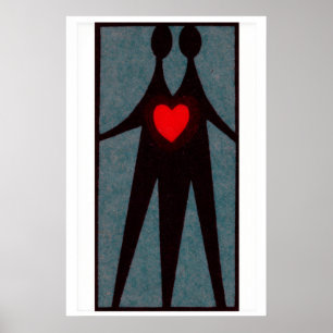 Two Lovers Matchbox Art Print, Czech Vintage Poster