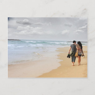 two lovers on the beach postcard