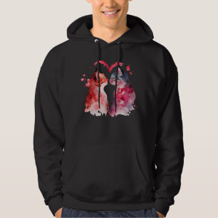 Two Loving Cats In Love Heart Valentine's Day Feli Hoodie