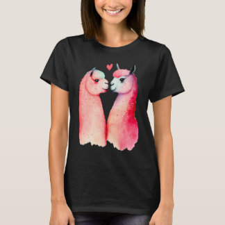 Two Loving Llamas In Love Heart Valentine's Day Al T-Shirt