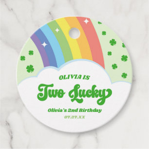 Two Lucky Charm Rainbow 2nd Birthday Party Favour Tags