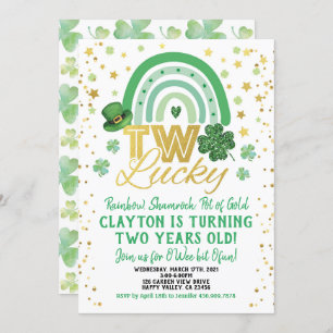 Two Lucky Kid 2nd Birthday St Patrick's Day Invitation