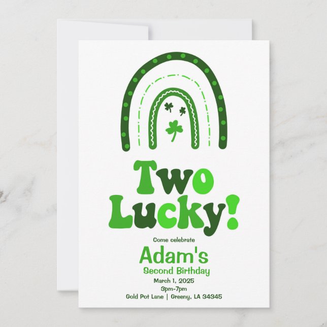 Two Lucky Shamrock Birthday  Invitation (Front)