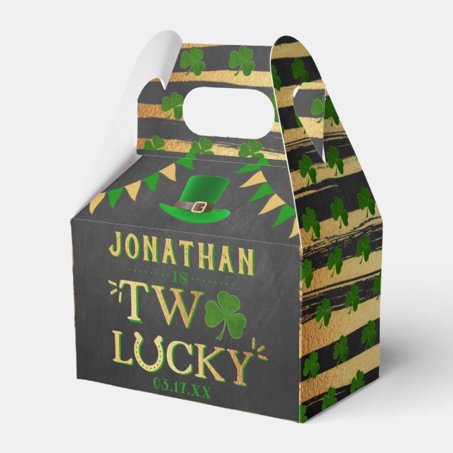 Two Lucky St. Patrick's Day 2nd Birthday Favor Box (Front Side)