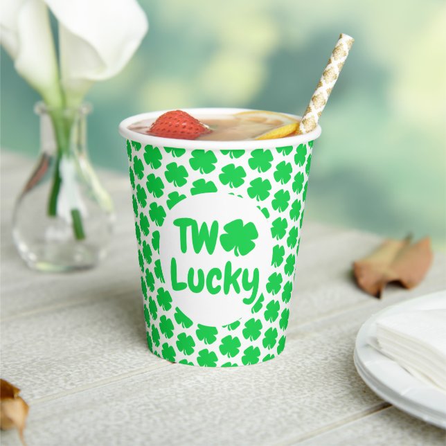 Two Lucky St Patrick's Day 2nd Birthday Paper Cups (Insitu)
