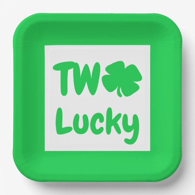 Two Lucky St Patrick's Day 2nd Birthday Paper Plate (Front)