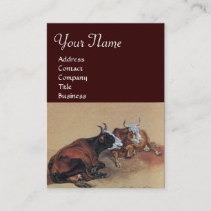 TWO LYING COWS MONOGRAM BUSINESS CARD