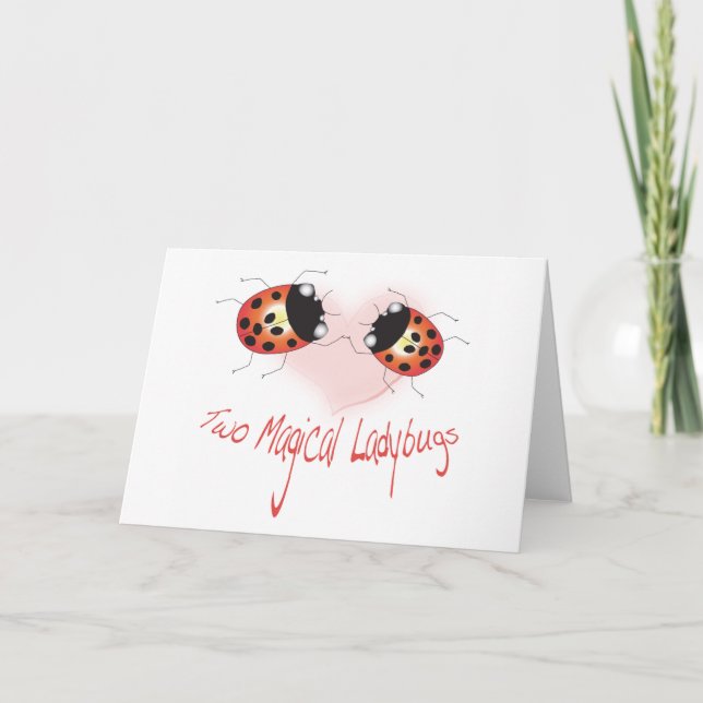 Two Magical Ladybugs Greeting Card - Customized (Front)