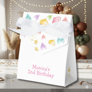 Two magical pastel unicorn second birthday favor box