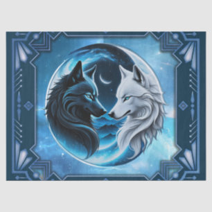 Two majestic wolf heads tissue paper