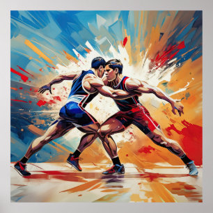 Two male wrestlers. poster