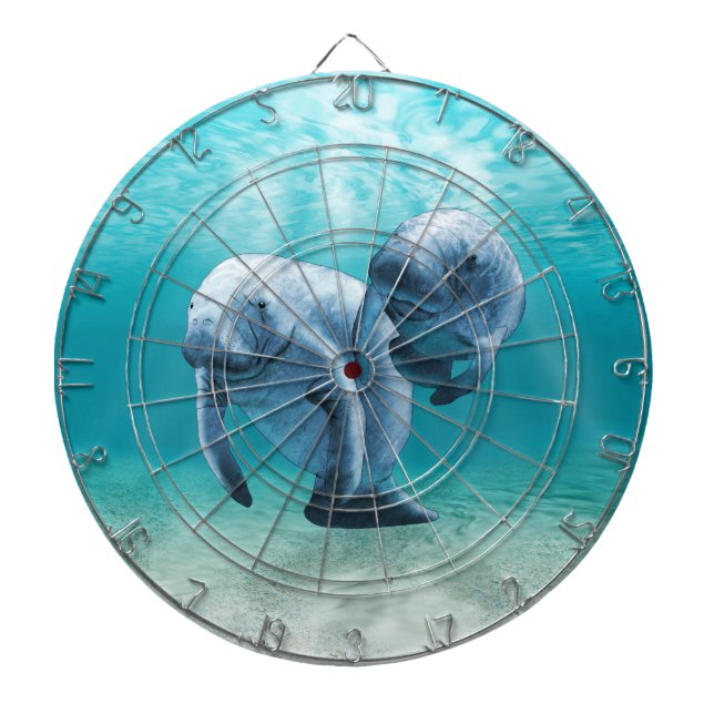 Two Manatees Swimming Dartboard (Front)