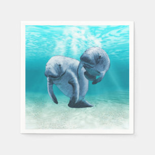 Two Manatees Swimming Napkin