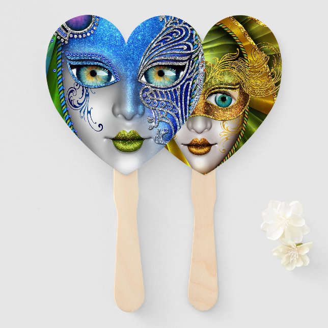 Two Masquerade Masks in One Fan (Front and Back)