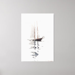 Two-masted Schooner with Dory by Winslow Homer Canvas Print