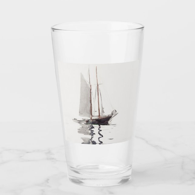 Two-masted Schooner with Dory by Winslow Homer Glass (Front)