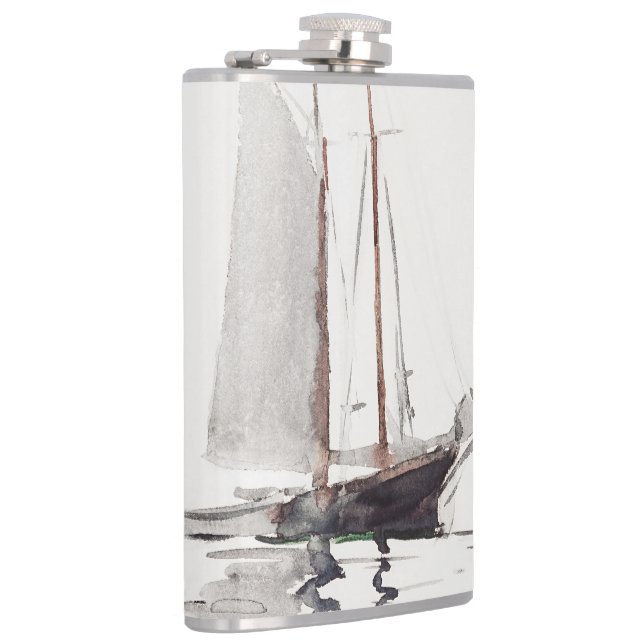 Two-masted Schooner with Dory by Winslow Homer Hip Flask (Right)
