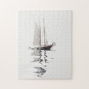 Two-masted Schooner with Dory by Winslow Homer Jigsaw Puzzle