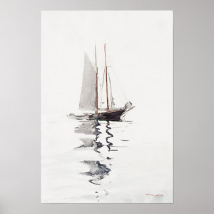 Two-masted Schooner with Dory by Winslow Homer Poster