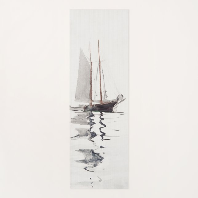 Two-masted Schooner with Dory by Winslow Homer Yoga Mat (Front)