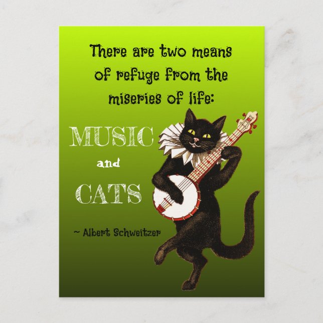 Two Means of Refuge Music Cats Schweitzer Postcard (Front)
