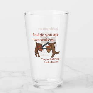 Two Medieval Wolves Glass Cup