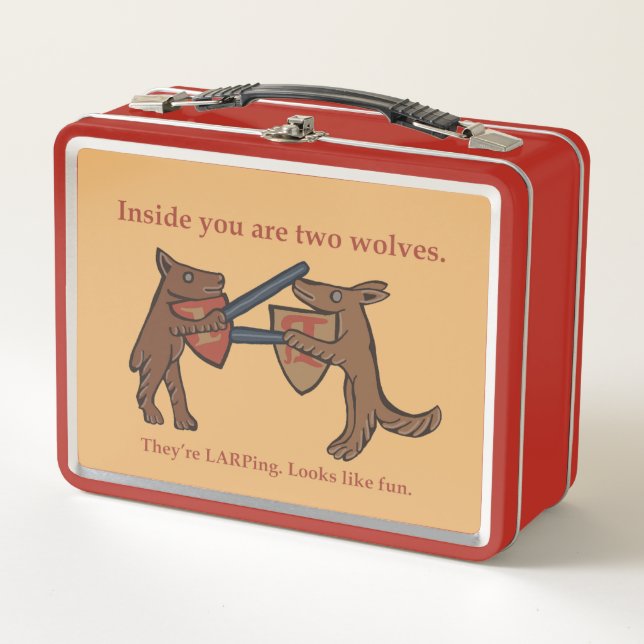 Two Medieval Wolves Metal Lunchbox (Devant)
