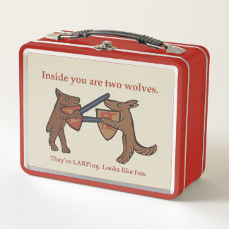 Two Medieval Wolves Metal Lunchbox