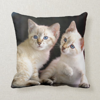 Two Mekong Bobtail Tabby Point Kittens Throw Pillow