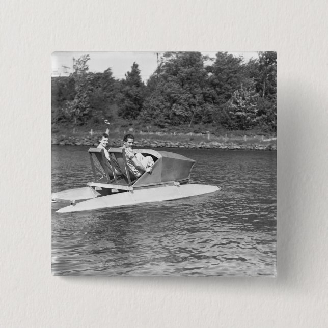 Two Men 2 Inch Square Button (Front)