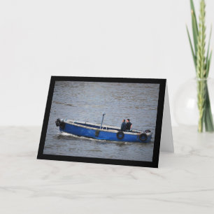 Two Men and a Blue Boat Card