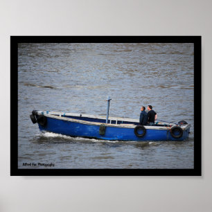 Two Men and a Blue Boat Poster