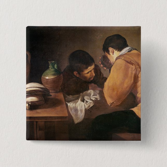 Two Men at Table, c.1620-21 2 Inch Square Button (Front)