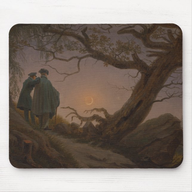 Two Men Contemplating the Moon, by Friedrich:  Mouse Pad (Front)