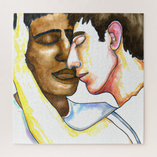 Two Men Embracing in Love LGBTQ  Jigsaw Puzzle