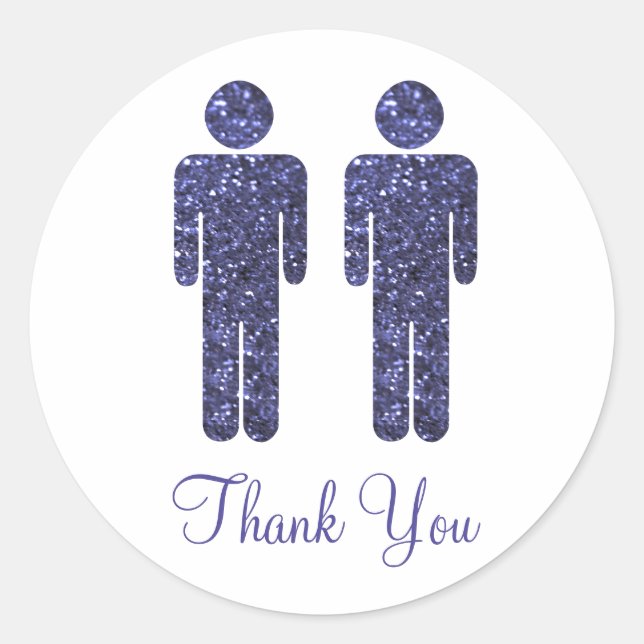 Two Men Glitter Classic Round Sticker (Front)
