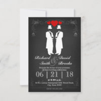 Two men in tuxedo with hats - Gay wedding