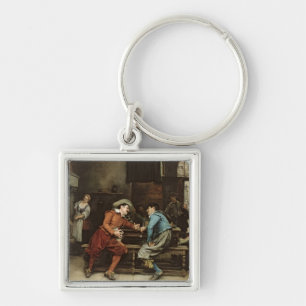 Two Men Talking in a Tavern Keychain