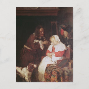 Two Men with a Sleeping Woman, c.1655-60 Postcard