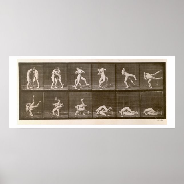Two Men Wrestling, plate 347 from 'Animal Locomoti Poster (Front)