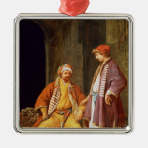 Two Merchants Conversing Metal Ornament