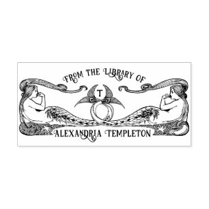 Two Mermaids #2 Library Book Name Initial Self-inking Stamp