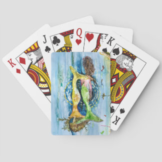 Two Mermaids Playing Cards
