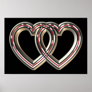 Two metal hearts poster