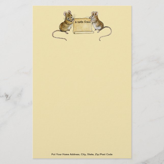 Two Mice with Parchment- Customizable Stationery (Front)