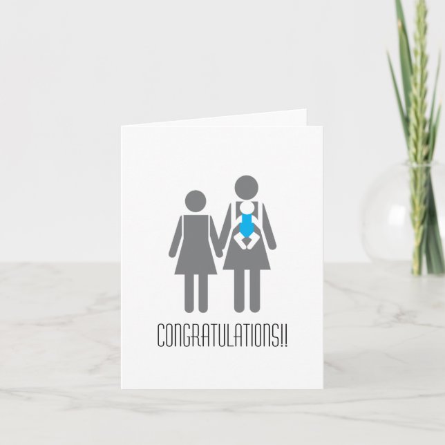 Two Moms and a Son - Congratulations Card (Front)