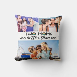Two moms are better than one mother's day photo throw pillow