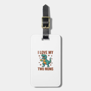 Two Moms Pride Dinosaur Vector T-Shirt Design_1 Luggage Tag