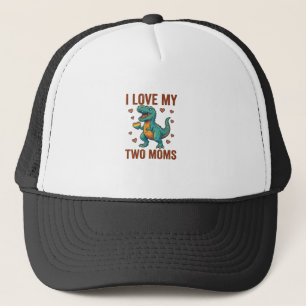 Two Moms Pride Dinosaur Vector T-Shirt Design_1 Trucker Hat